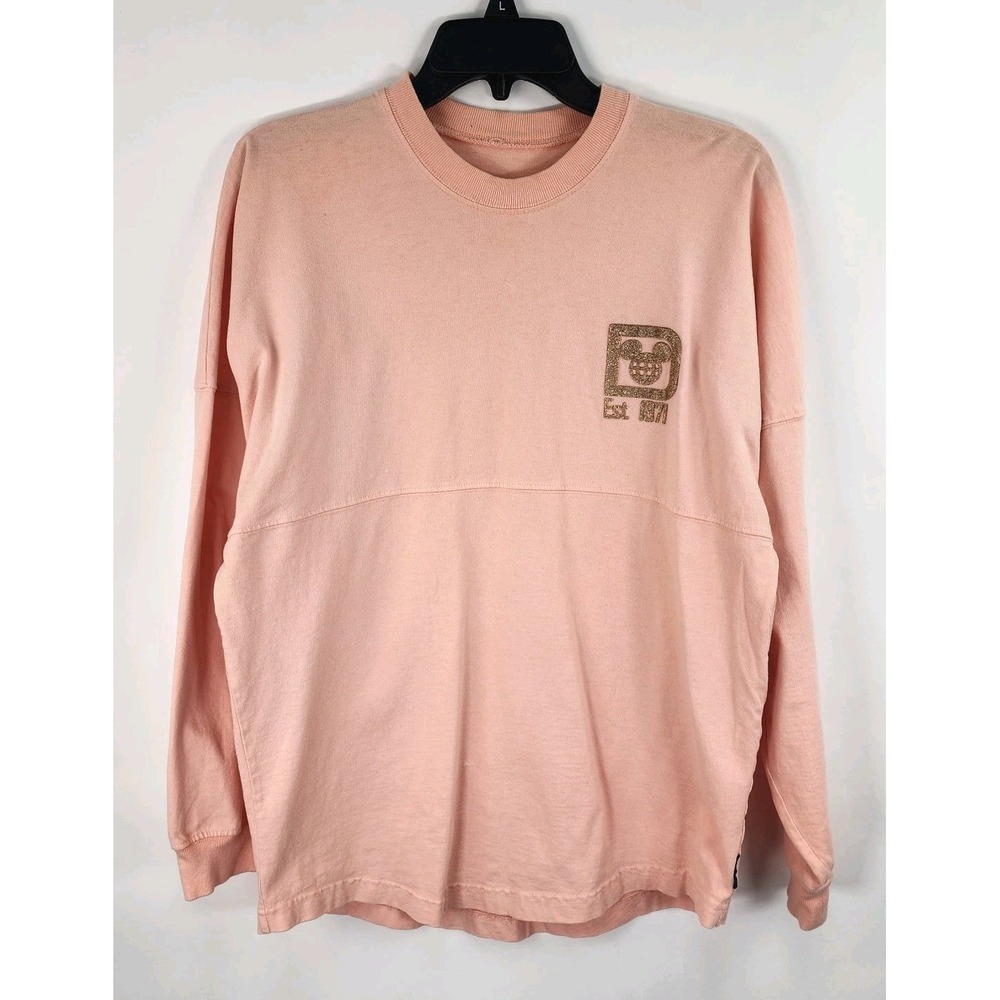Walt Disney World Spirit Jersey XS Peach Rose Gold Glitter Puff Spellout
